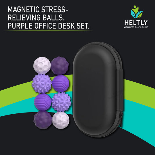 Magnetic stress-relieving balls. Purple office desk set