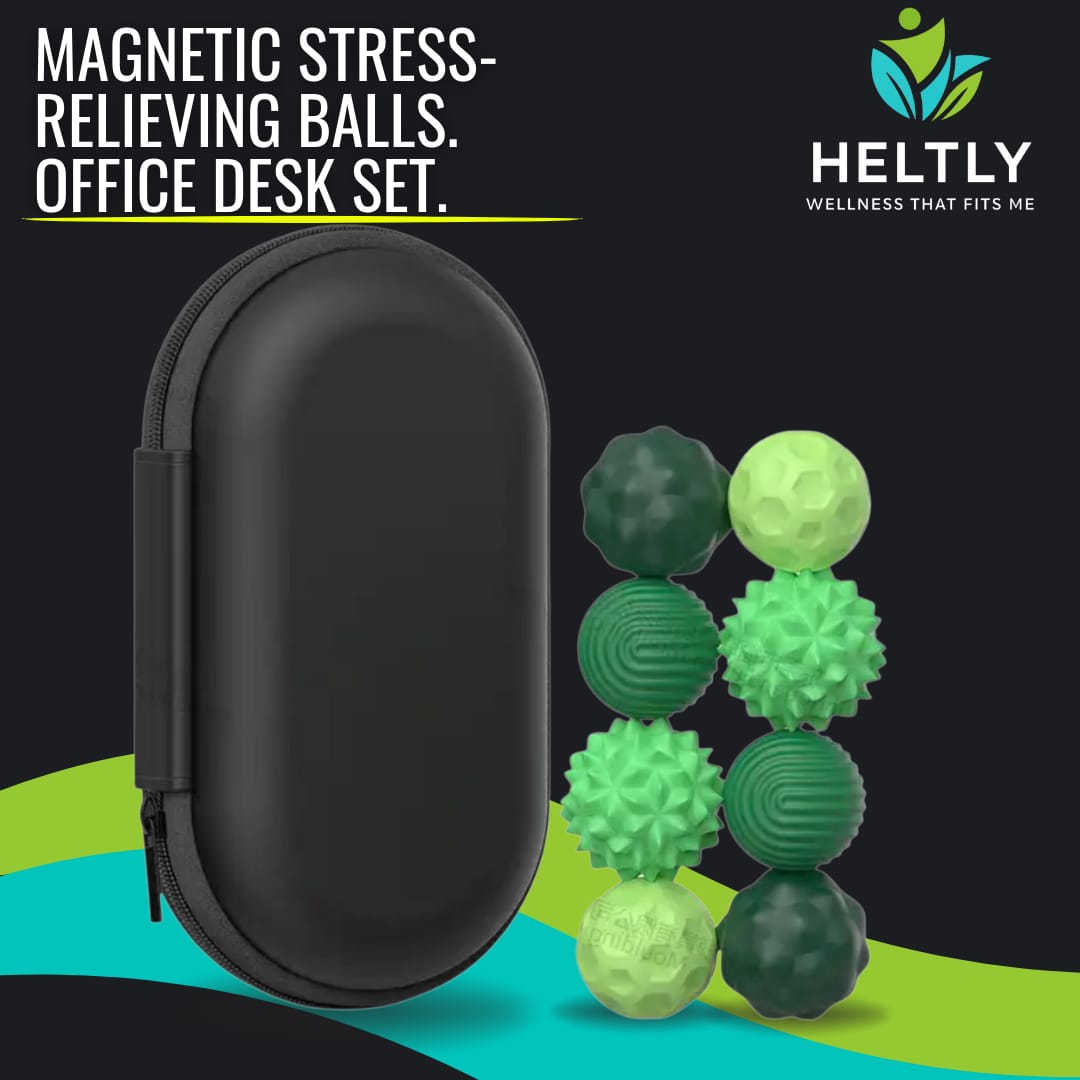 Magnetic stress-relieving balls. Office desk set